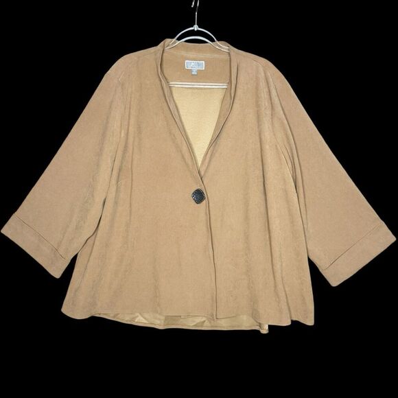 JM Collection Woman Plus Size 3X Jacket Faux Suede Artsy Western One Button FLAW - Picture 1 of 7